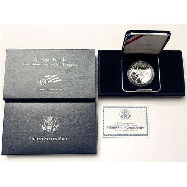 2006 Benjamin Franklin "Scientist" Commemorative Proof Silver Dollar