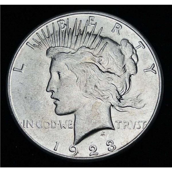 1923-S Peace Silver Dollar AU+