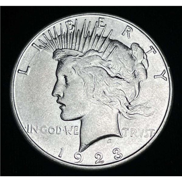 1923-S Peace Silver Dollar AU+