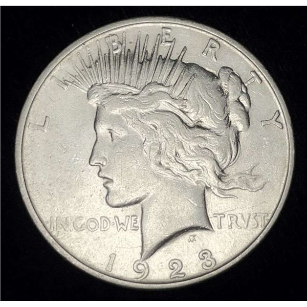 1923-D Peace Silver Dollar AU+