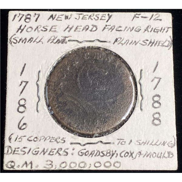 1787 New Jersey Colonial Copper Coin