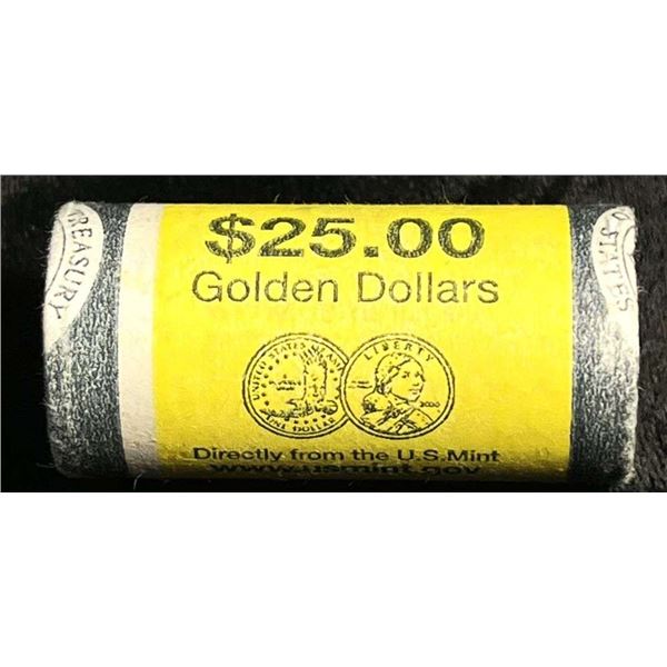 Roll (25-coins) 2000 Bank Wrapped $25 Sacagawea Dollar