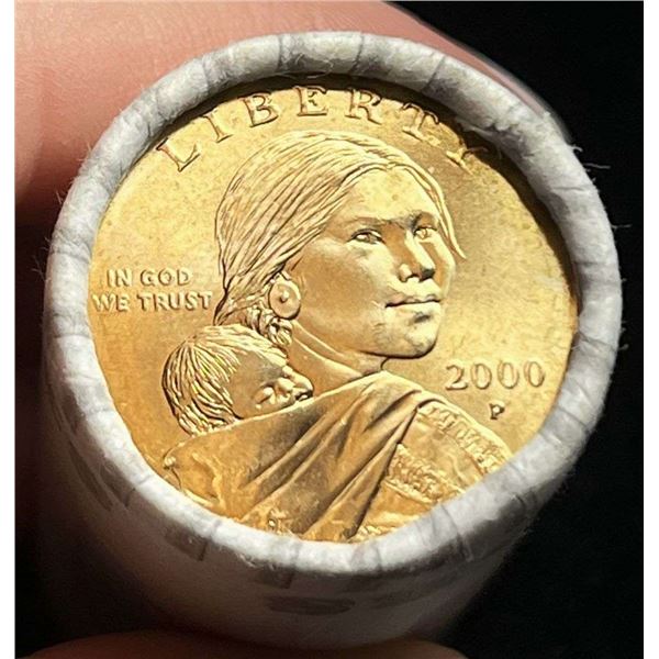 Roll (25-coins) 2000 Bank Wrapped $25 Sacagawea Dollar