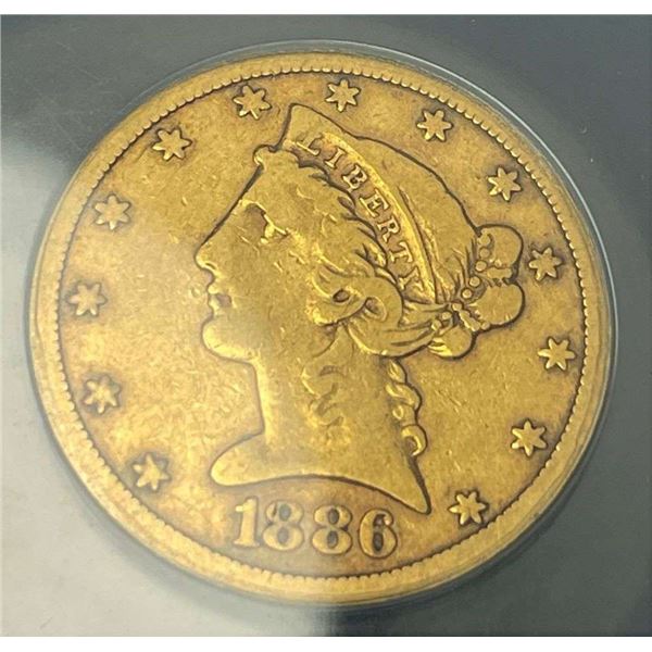 1886-S Liberty Head $5 Gold VF