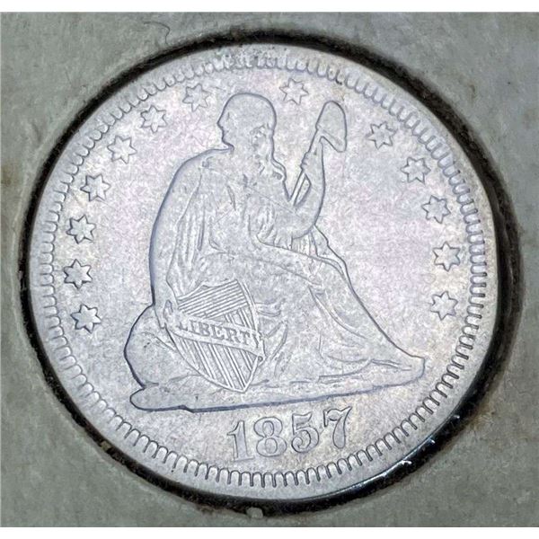 1857 Liberty Seated Quarter VF