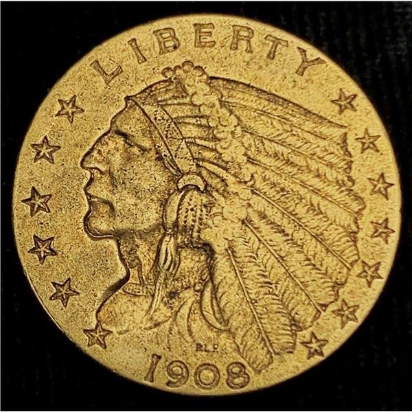 1908 Gold $2.50 Indian Head AU