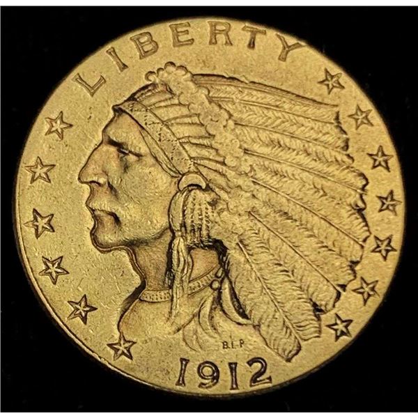 1912 Gold $2.50 Indian Head AU58