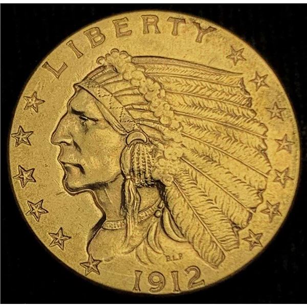 1912 Gold $2.50 Indian Head AU Details