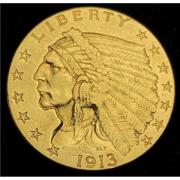 1913 Gold $2.50 Indian Head AU58