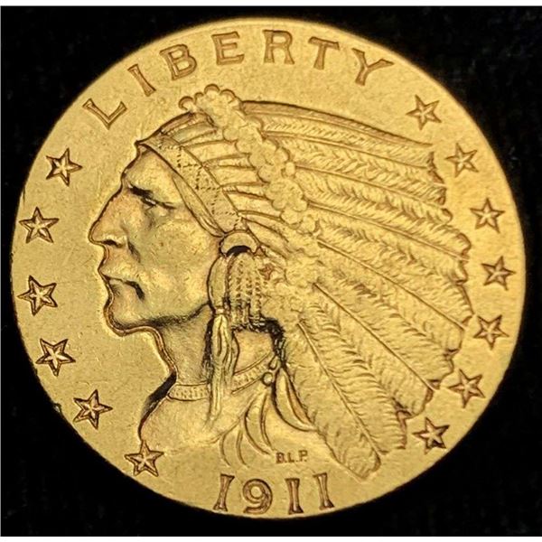 1911 Gold $2.50 Indian Head AU
