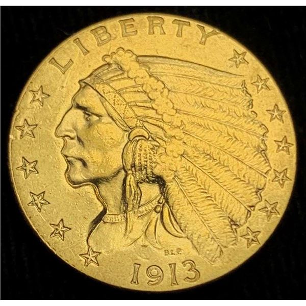 1913 Gold $2.50 Indian Head MS60 Details