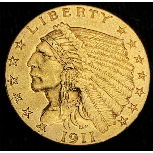 1911 Gold $2.50 Indian Head MS62