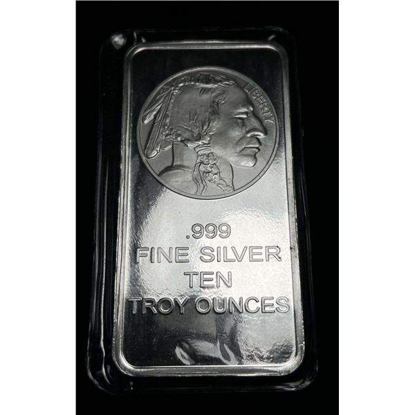 Indian Head Design .999 Silver 10 ozt Bar