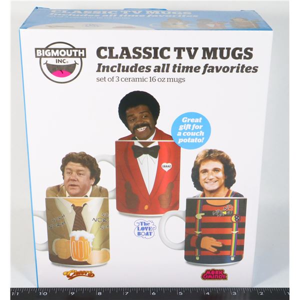 NEW 3 PC CLASSIC TV MUGS NORM(CHEERS), ISAAC (THE