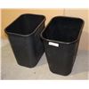 Image 1 : TWO BLACK GARBAGE CANS (EACH APPROX 15" TALL)