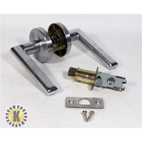 STEEL COLOUR PASSAGEWAY DOOR HANDLE SET