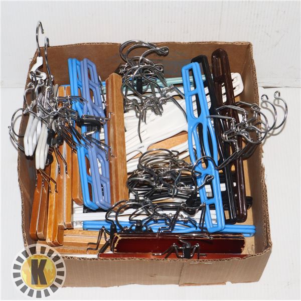 BOX OF CLOTHING HANGERS