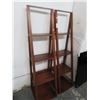 Image 1 : 2-Mahogany 18" x 67" Leaning Open Stairstep Shelves - 2 X $