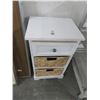 Image 1 : White Mica Side Table w/2 Baskets and Drawer - 24" x 12"