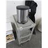 Image 1 : Grey 3 Shelf Rolling Cart w/S/S Trash Bin