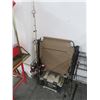 Image 1 : Lot of Fishing Poles, Tackle Box, Oversized Folding Chair
