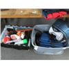 Image 1 : Lot of Asst. Cleaners, Bags and Tennis Rackets (2 Tubs)