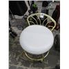 Image 1 : Brass White Padded Cushion Vanity Stool