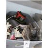 Image 1 : Tub Lot of Asst. Tools, Belt Sander, Wire, Battery Chargers