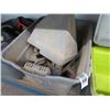 Image 1 : Tub Lot of Masonry Tools, Igloo Cooler, Ridgid Shop Vac.