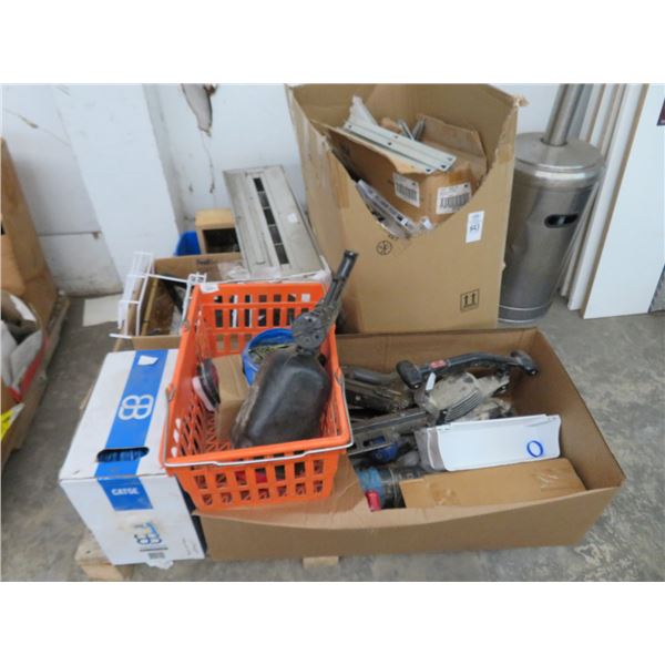 Pallet Lot of Air Nailers, Wire Shelf Brackets & Screws