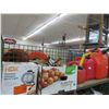 Image 1 : Shelf of Gas Cans (3), Portable Halogen Work Light, Hammer, Tripod