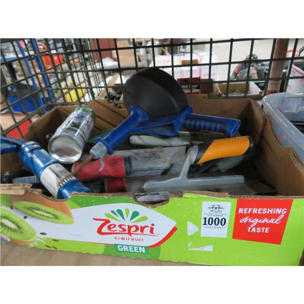 Shelf of Grease Gun, Screwdrivers, Wrenches