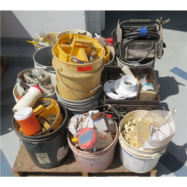 Pallet Multiple Buckets Hardware, Fittings, Sealant Tubes, etc