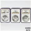 Image 1 : 1990 Set (3) American Silver Eagles NGC MS69