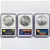 Image 2 : 1990 Set (3) American Silver Eagles NGC MS69