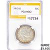 Image 1 : 1915-D Barber Half Dollar PGA MS62