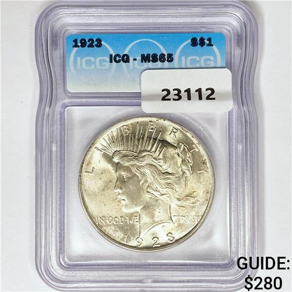 1923 Silver Peace Dollar ICG MS65