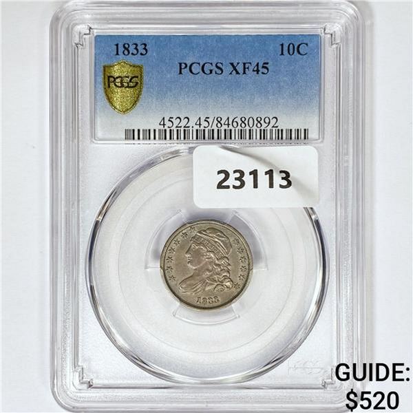 1833 Capped Bust Dime PCGS XF45