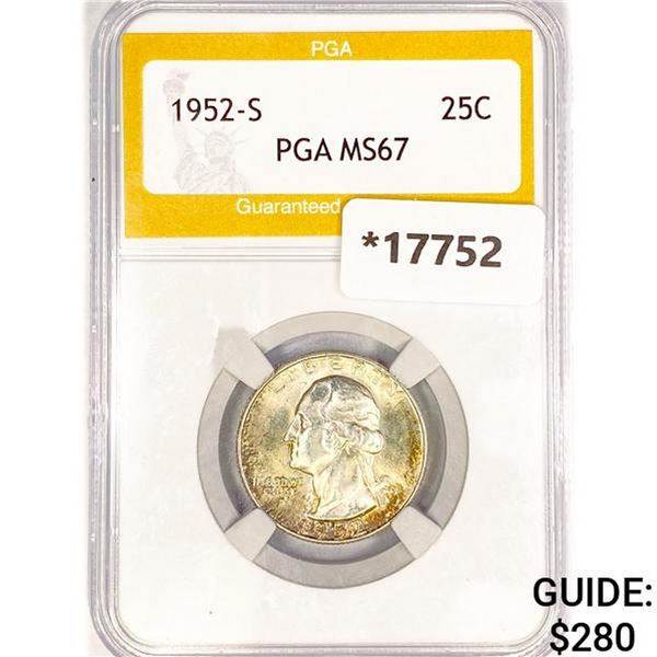 1952-S Washington Silver Quarter PGA MS67