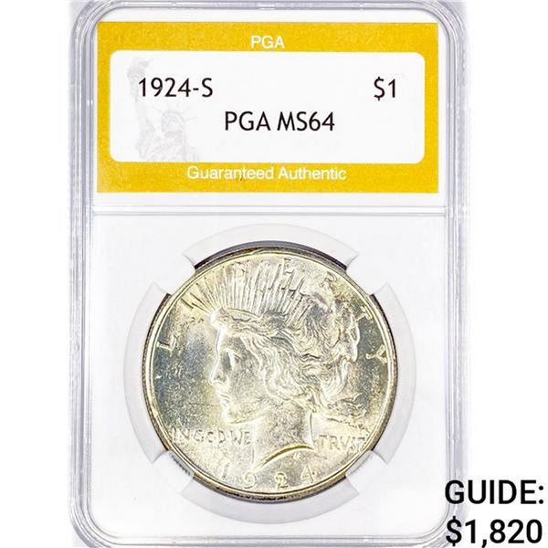 1924-S Silver Peace Dollar PGA MS64