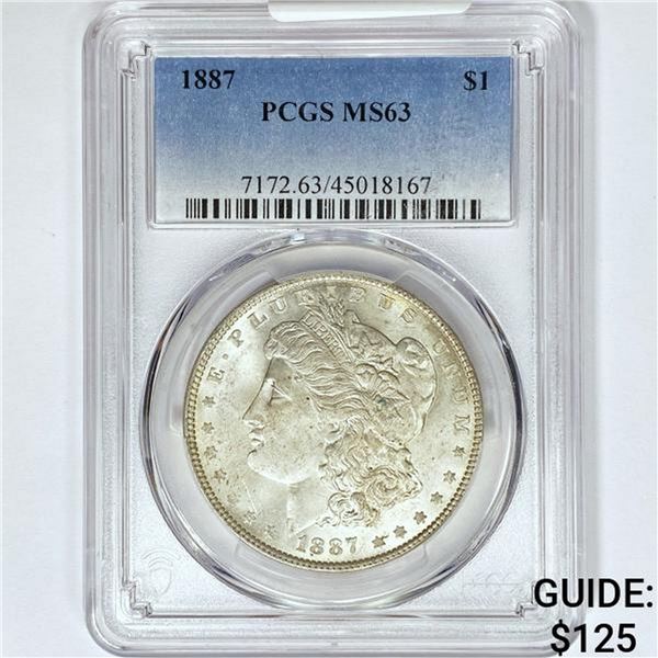 1887 Morgan Silver Dollar PCGS MS63