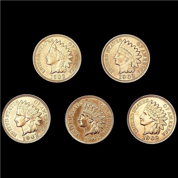(5) RD Indian Head Cents ((4) 1902, 1903) UNCIRCU