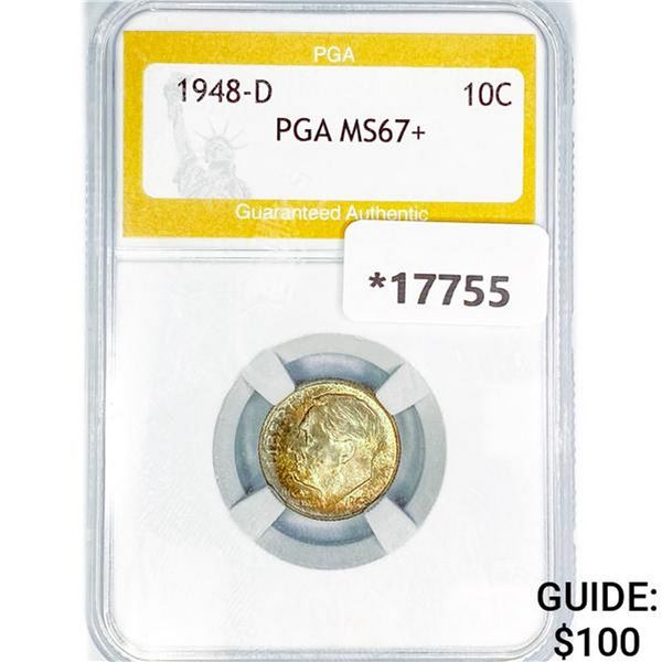 1948-D Roosevelt Dime PGA MS67+