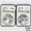 Image 1 : 2021 Set (2) American Silver Eagles NGC MS69