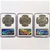 Image 2 : 1974 Set (3) Eisenhower Silver Dollars NGC MS65