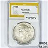 Image 1 : 1921 Silver Peace Dollar PGA MS63 HR
