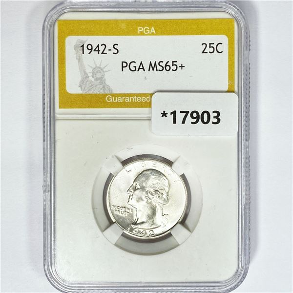 1942-S Washington Silver Quarter PGA MS65+