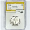 Image 1 : 1942-S Washington Silver Quarter PGA MS65+