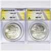 Image 1 : 1882-O Set (2) Morgan Silver Dollar ANACS MS62