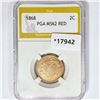 Image 1 : 1868 Two Cent Piece PGA MS62 RED